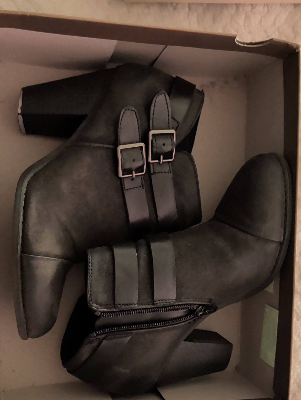 LC Lauren Conrad Black Double-Buckle Ankle Booties